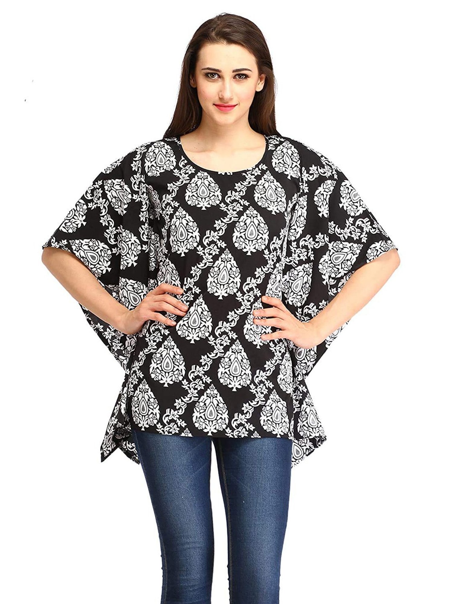 Cottinfab Black & White Printed Kaftan