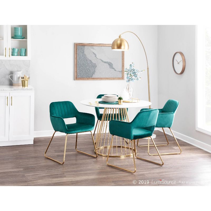 Marble and Metal March Contemporary Floor Lamp Gold (Includes LED Light Bulb) - LumiSource