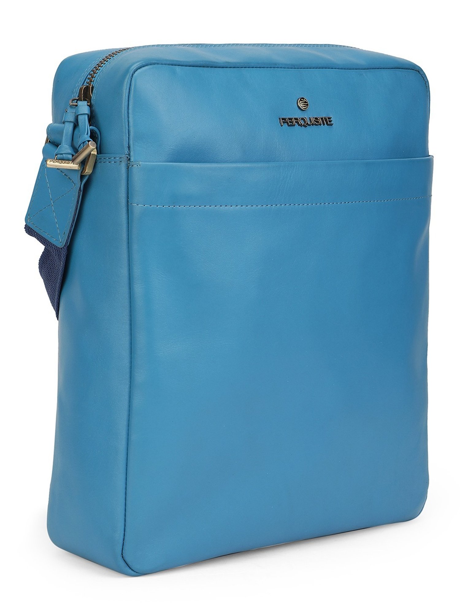 PERQUISITE MARK Blue Solid Medium Cross Body Bag