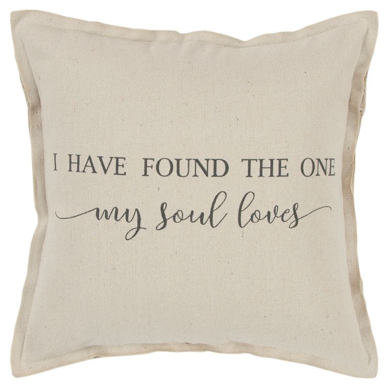 Oversized 'My Soul Loves' Quote Poly Filled Square Throw Pillow Neutral - Rizzy Home