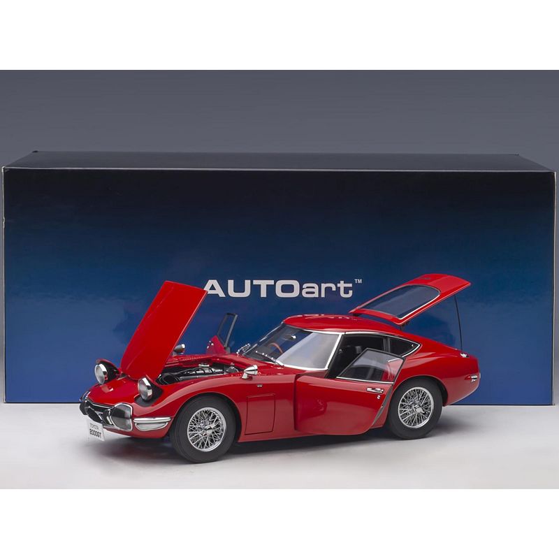 Toyota 2000GT RHD (Right Hand Drive) with Wire-Spoke Wheels Red 1/18 Model Car by Autoart