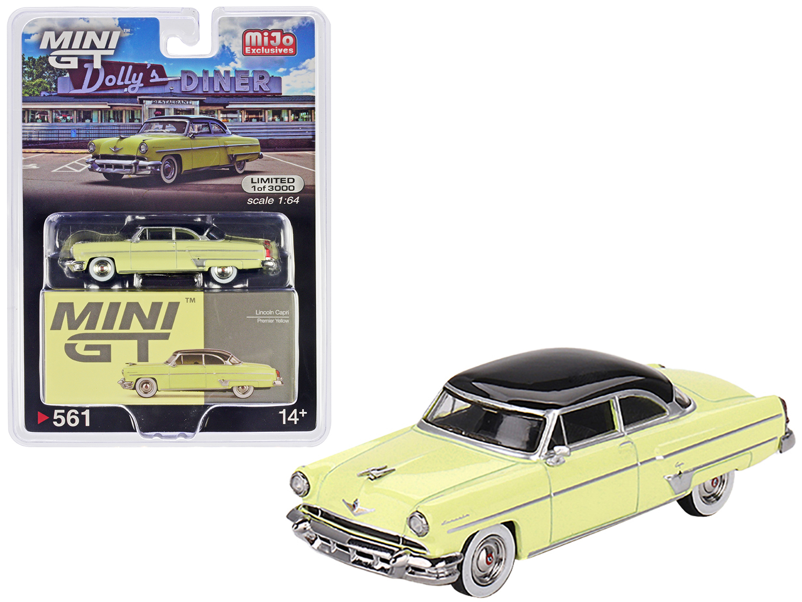 1954 Lincoln Capri "Christmas Hot Rod 2024 Edition by Tim Sadchikov" #24 Blue Metallic with Christmas Graphics and Lincoln Capri Tree Ornament Limited Edition to 9999 pieces Worldwide 1/64 Diecast Model Car by Mini GT
