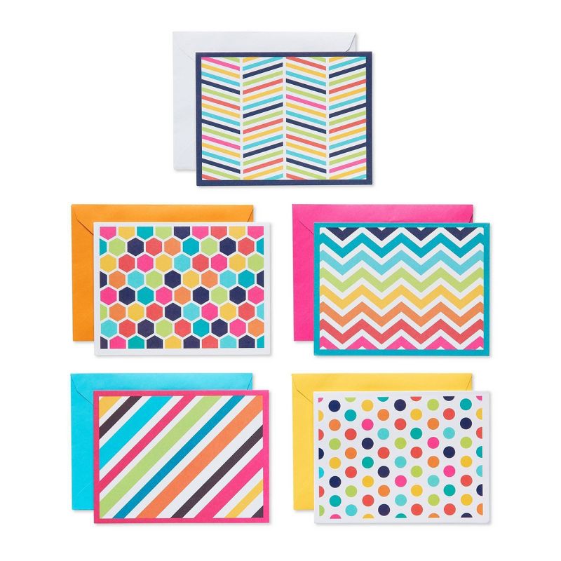 30ct Bright Pattern Cards With Envelopes