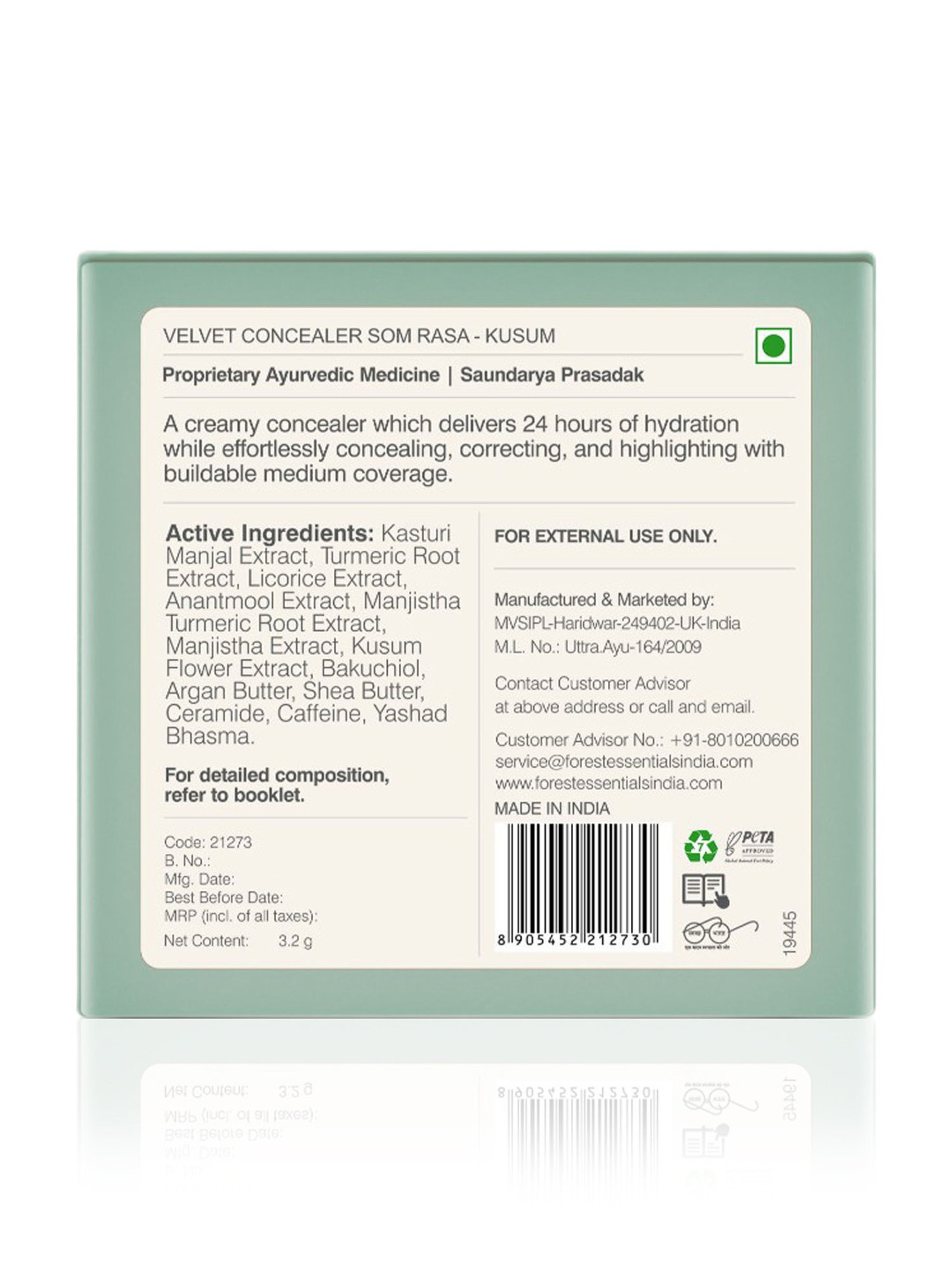 Forest Essentials Som Rasa Velvet Natural Kusum Medium Coverage Creamy Concealer - 3.2 gm