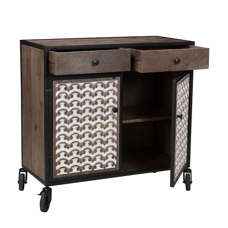 Garrett Accent Cabinet with Casters Light Brown/Ivory - Steve Silver Co.