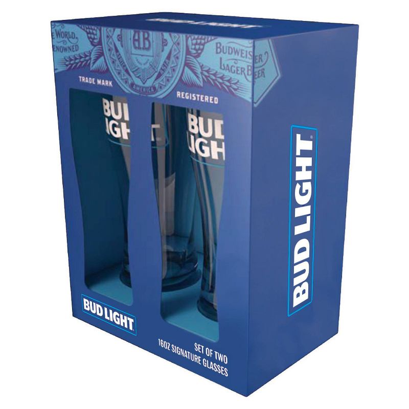 Bud Light 16oz 2pk Glass Signature Glassware