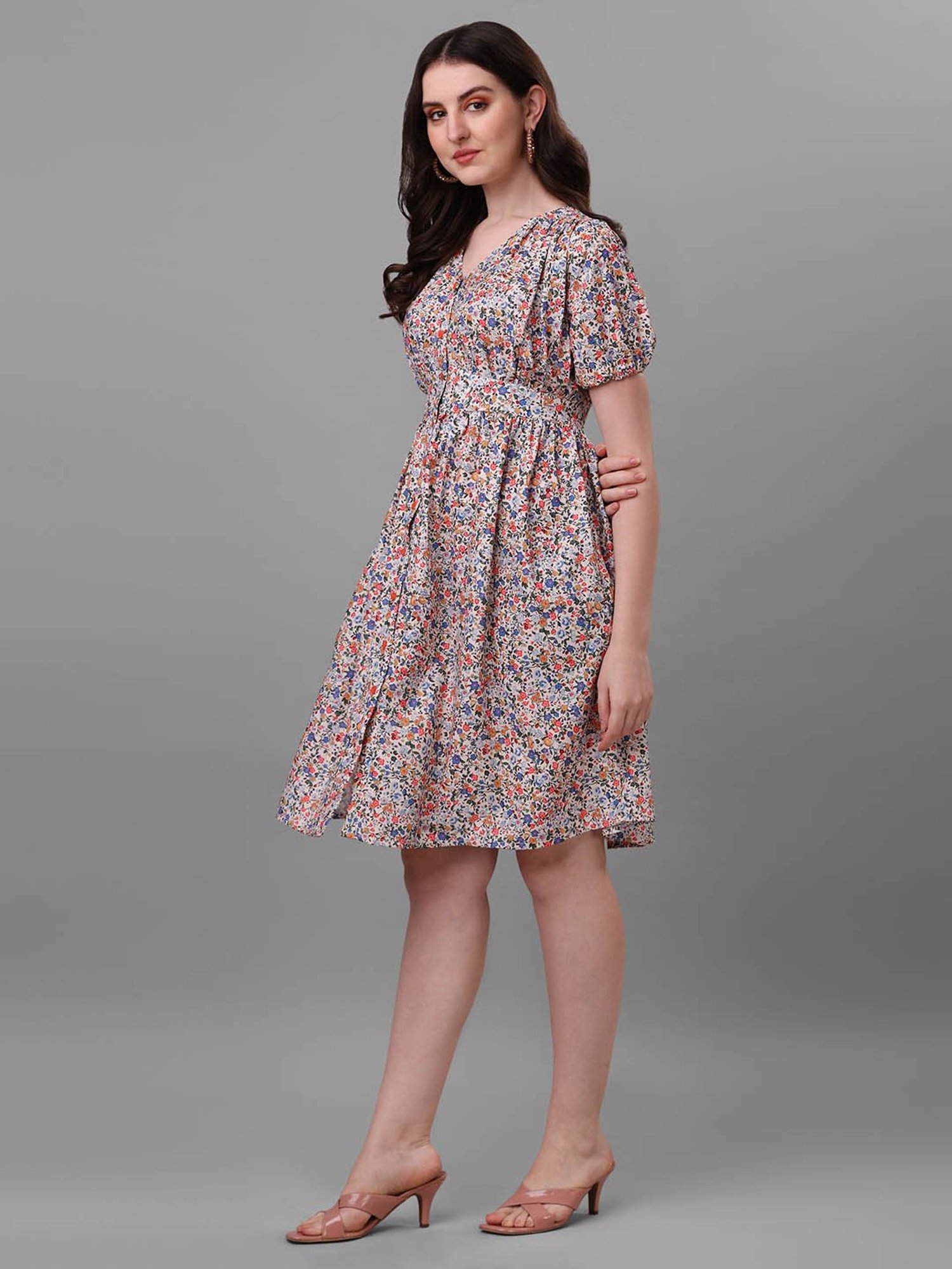MASAKALI.CO Multicolor Floral Print Fit & Flare Dress