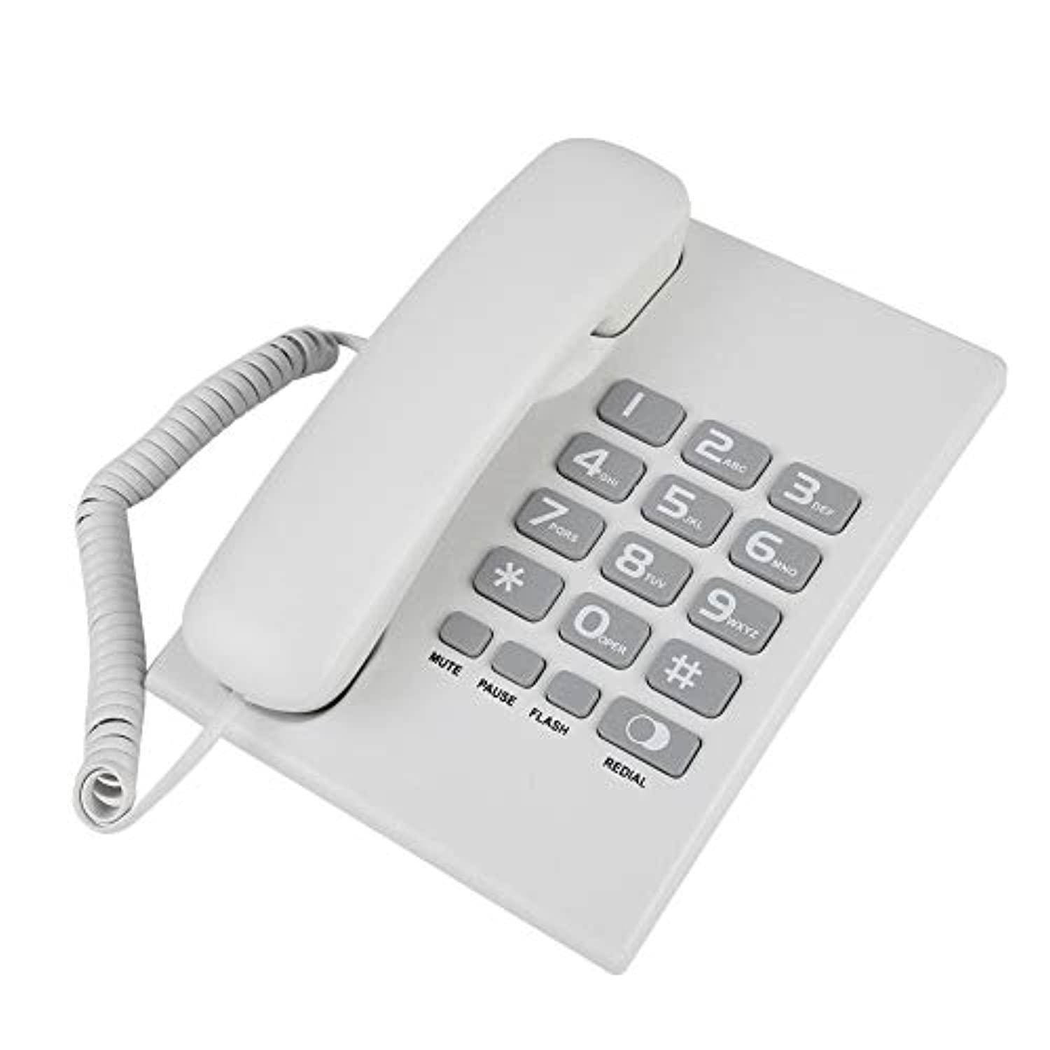 telephones landline for home hotel office, wired corded business desktop phone, support one-button redial, pause and flash