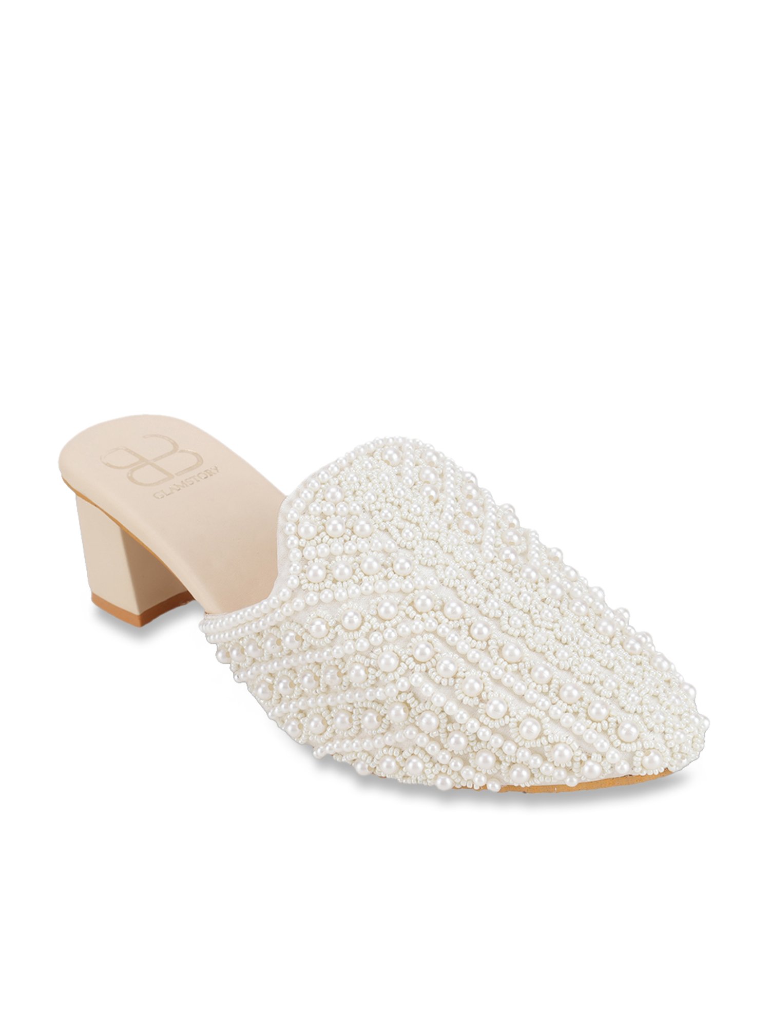 Glam Story Women's Masakali White Mule Shoes