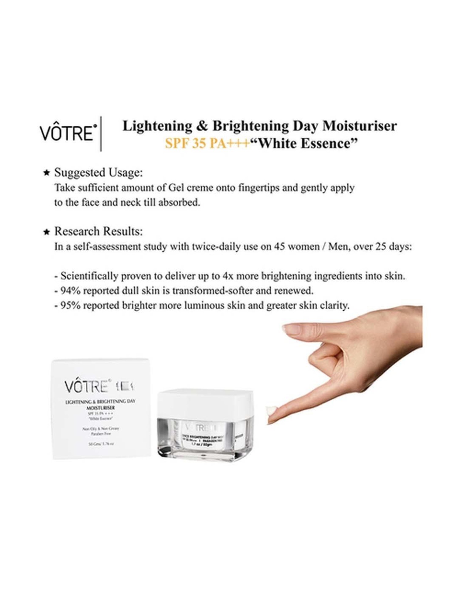 Votre Lightening & Brightening Day Moisturiser SPF 35 PA++ White Essence - 50 gm