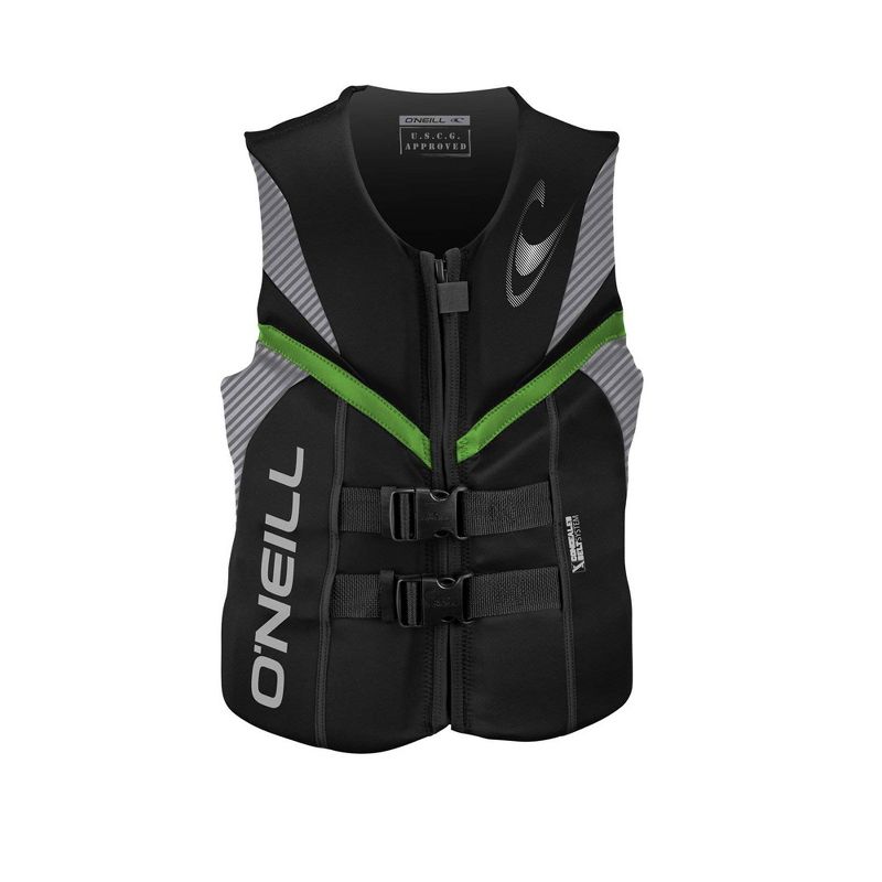 O'Neill Reactor USCG Wakeboarding/Waterskiing Life Vest, Size Large, Black/Green