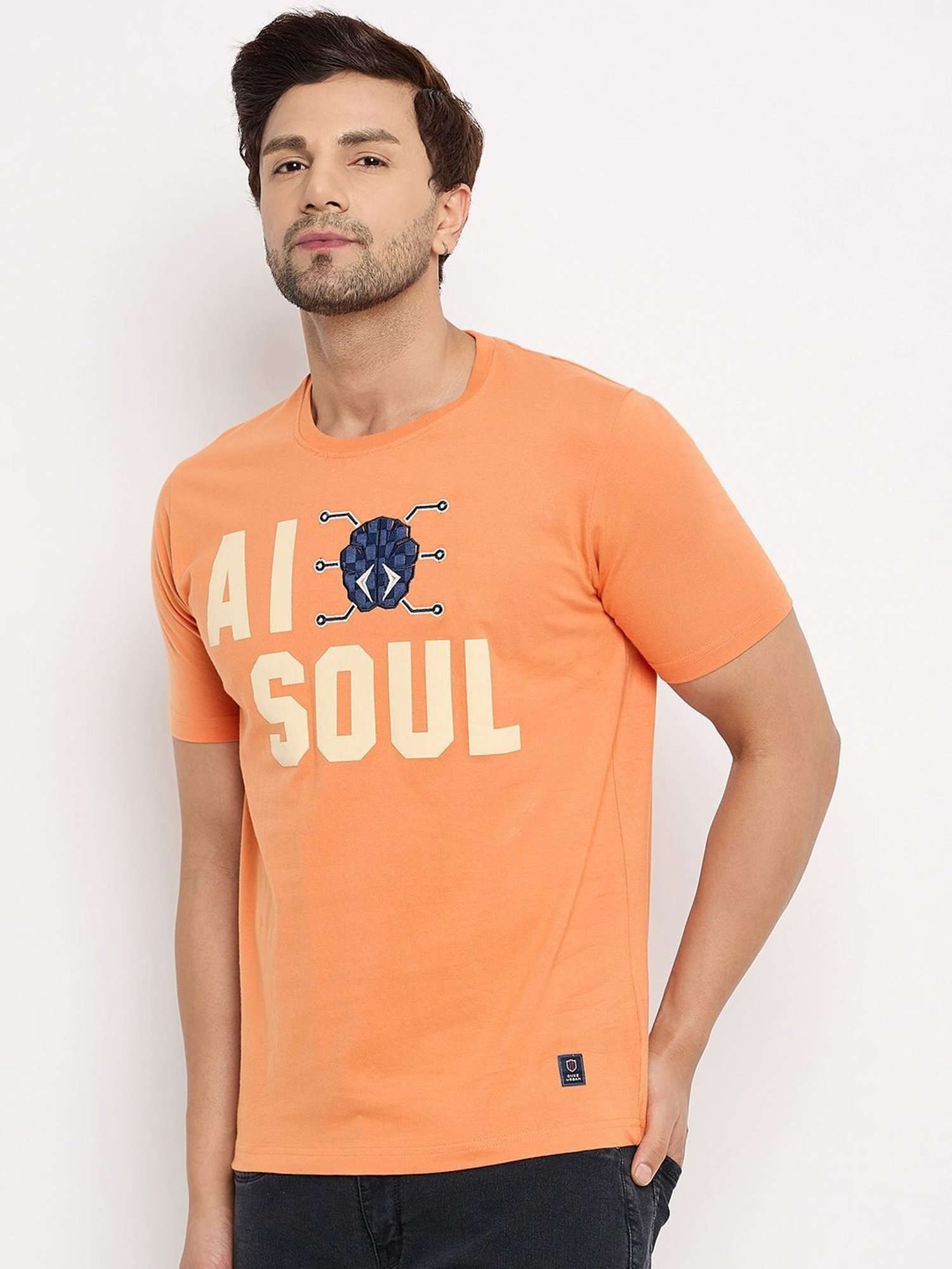Duke Peach Slim Fit Printed T-Shirt
