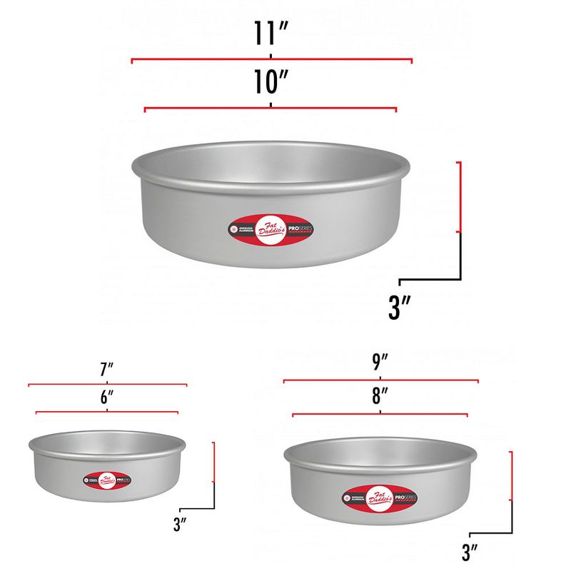 Fat Daddio's Anodized Aluminum Round Cake Pan with Solid Bottom (3 Sizes)