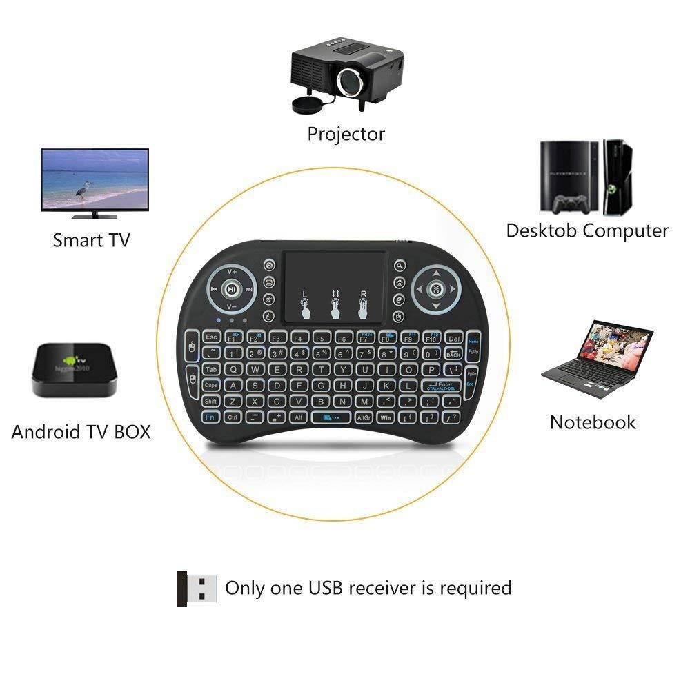 Mini Wireless Keyboard with Backlit - 2.4GHz QWERTY Keyboards & Touchpad Mouse Combo Handheld for Portable Multi-media KODI XBMC Android TV BOX PC PAD XBOX (With Backlit (Upgraded Version))