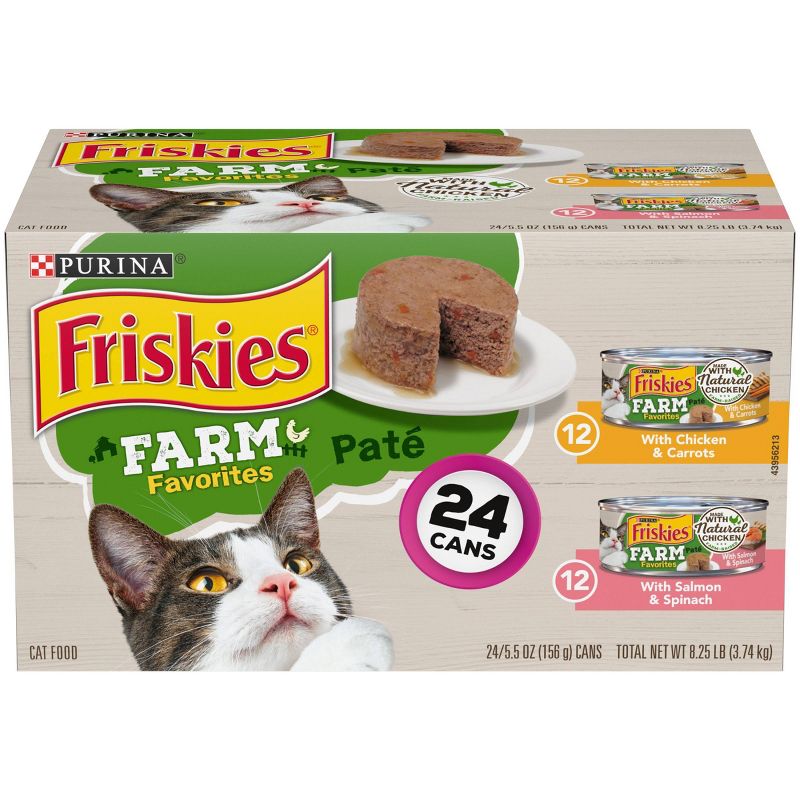 Purina Friskies Paté Wet Cat Food Farm Favorites with Chicken & Salmon - 5.5oz/24ct Variety Pack