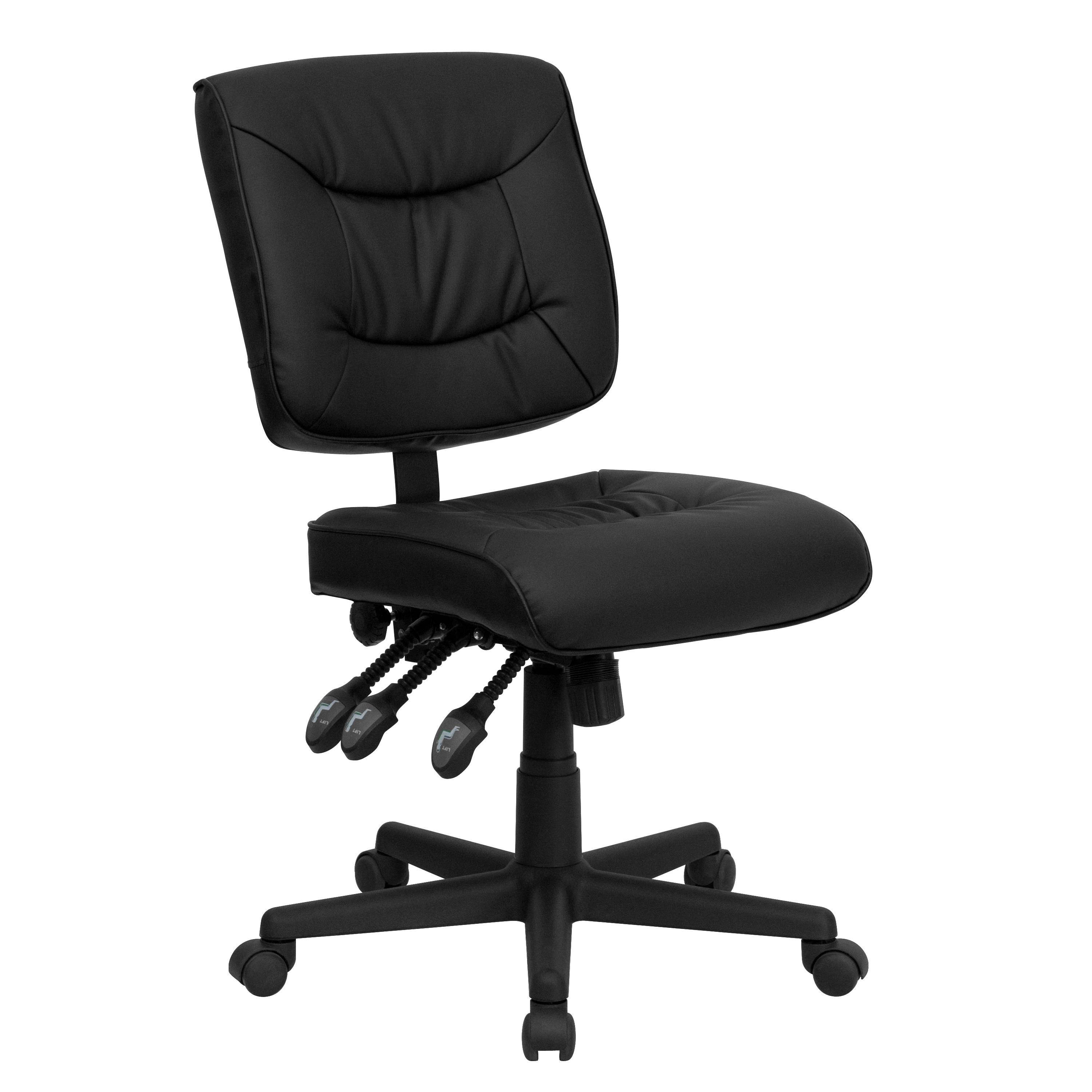 Mid-Back Black LeatherSoft Multifunction Swivel Ergonomic Task Office Chair