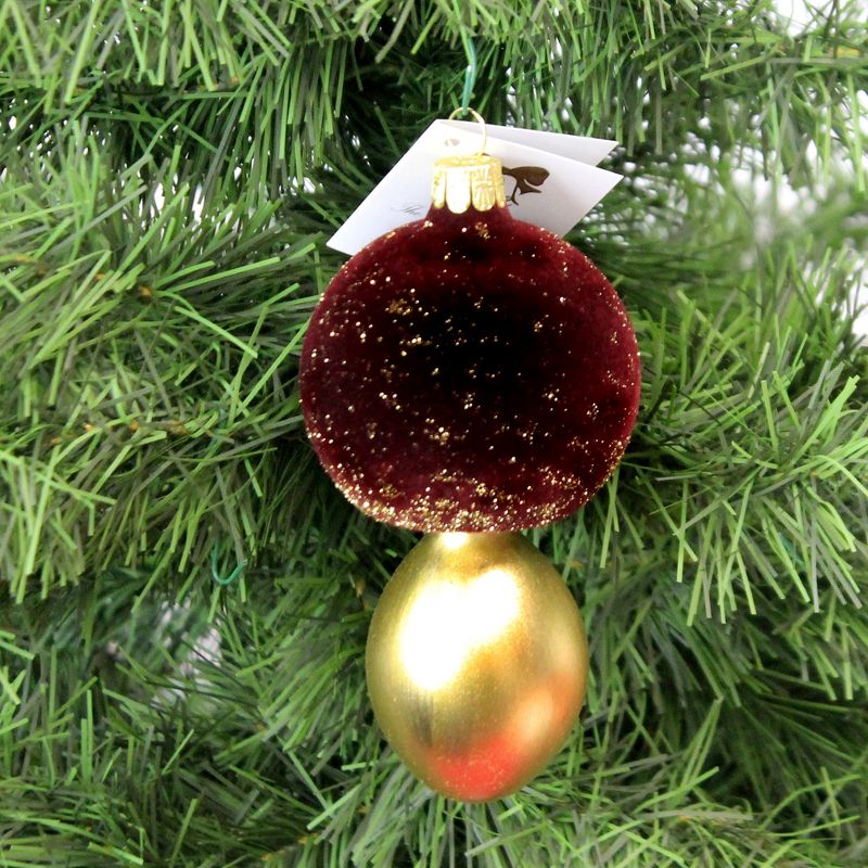 Golden Bell Collection 5.5" Brown Flocked Mushroom Czech Republic Toadstool  -  Tree Ornaments