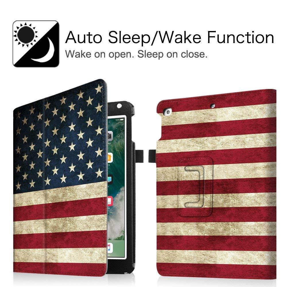 Fintie iPad 9.7 2018/2017, iPad Air 2, iPad Air Case - [Corner Protection] Premium Vegan Leather Folio Stand Cover, Auto Wake/Sleep for Apple iPad 6th/5th Gen, iPad Air 1/2, US Flag