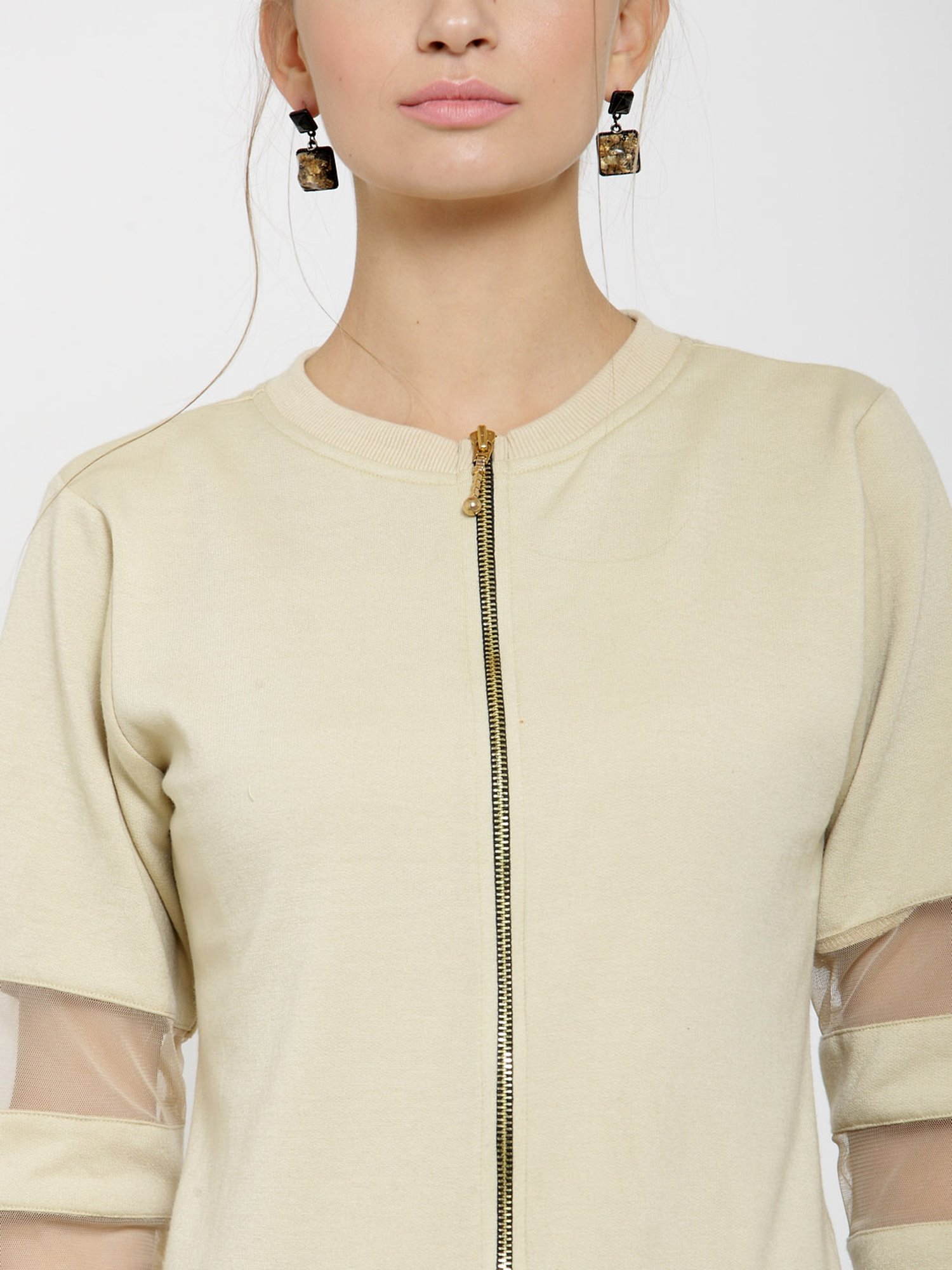Belle Fille Beige Full Sleeves Sweatshirt