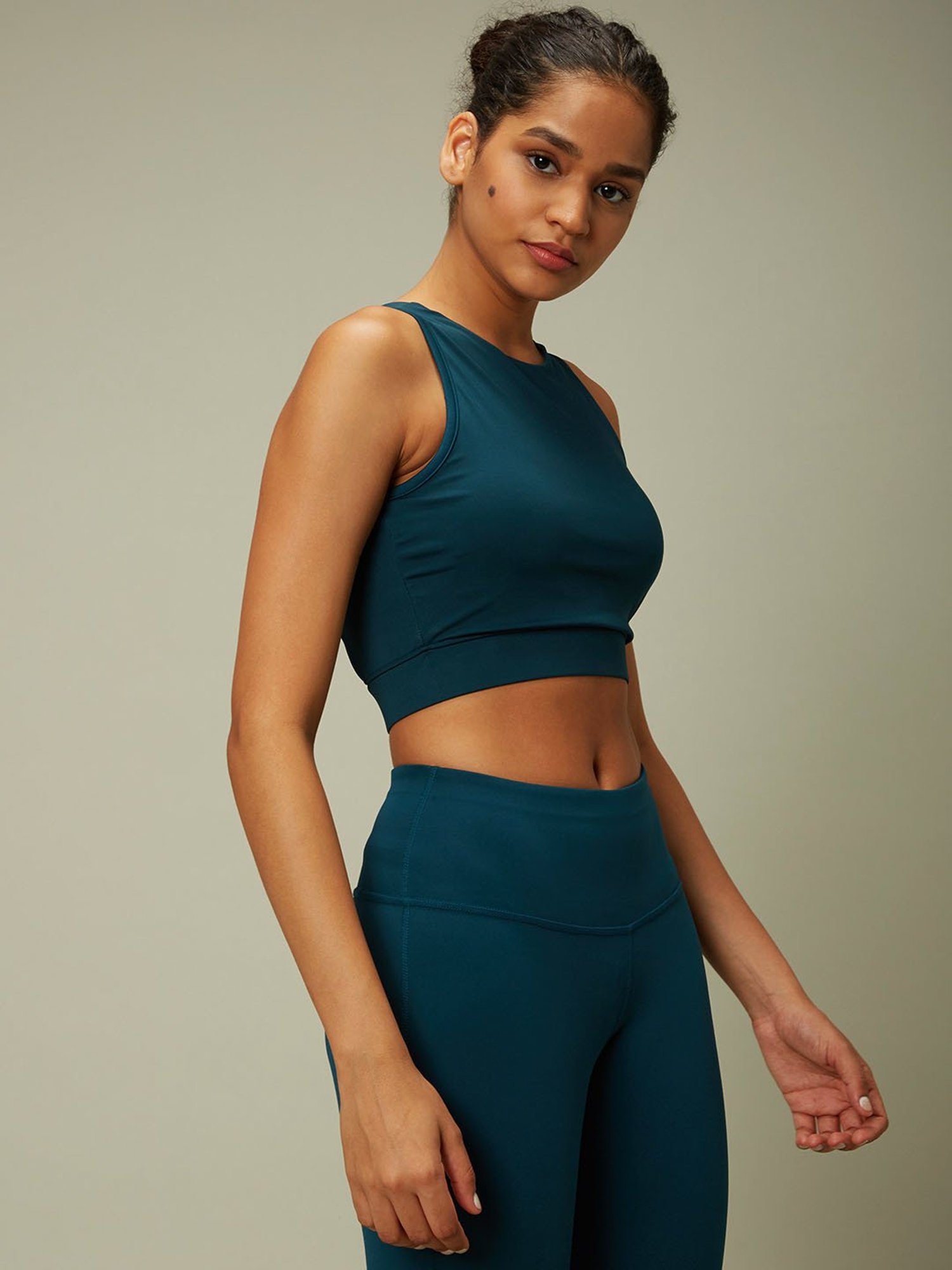 SILVERTRAQ Teal Regular Fit Crop Top