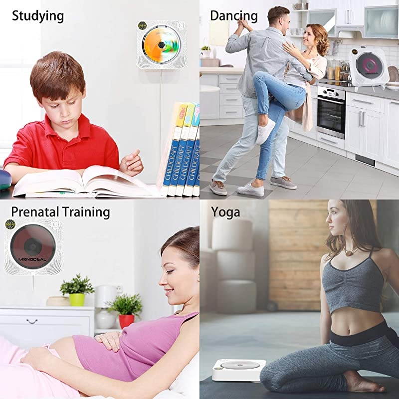 Rechargeable Portable CD Player with Bluetooth  Wall Mounted CD Player with Speaker with Remote Control and Dust Cover Also Support DVD VCD and More