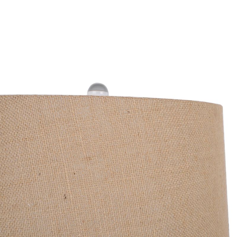 Possini Euro Design Industrial Table Lamp Oil Rubbed Bronze Clear Glass Burlap Tapered Drum Shade for Living Room Bedroom Bedside