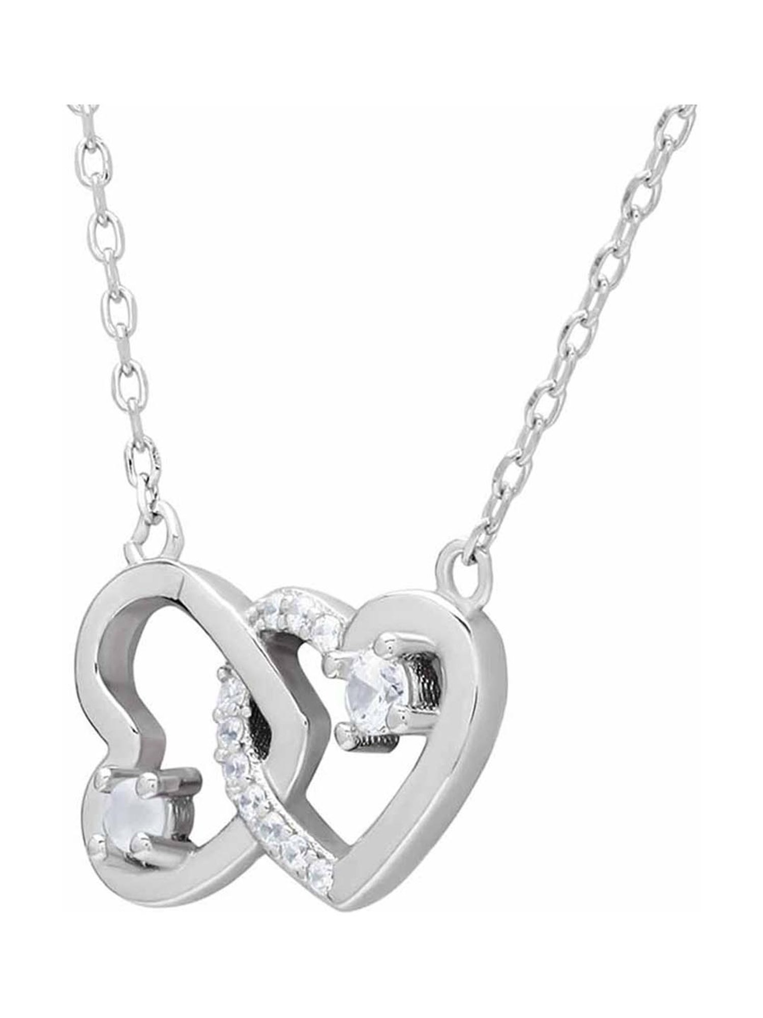 Anayra 92.5 Sterling Silver Heart Pendant with Chain for Women