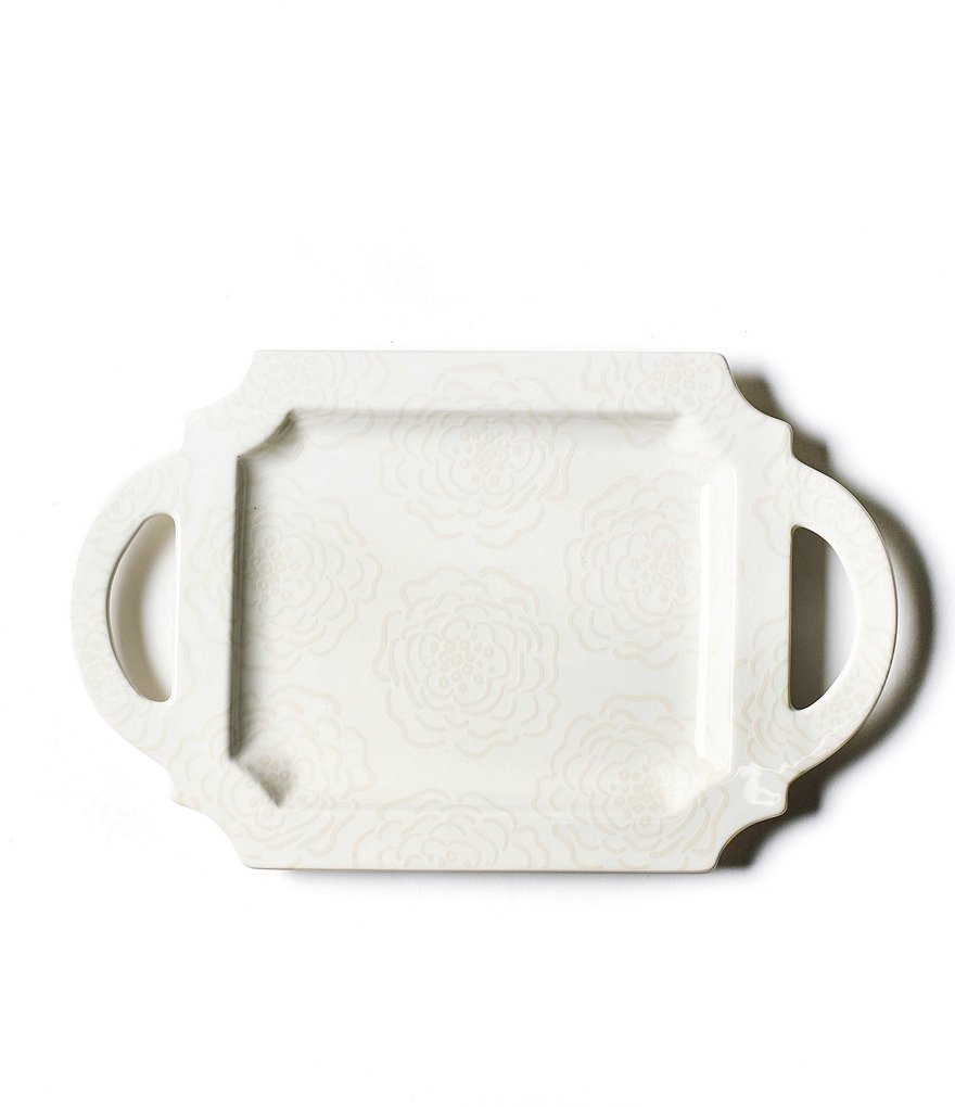 Coton Colors Ecru Floral Bridesmaid Handled Tray