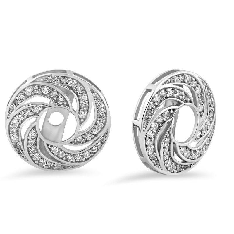 Pompeii3 Women's 1/2ct Diamond Earring Halo Jackets Solid 14k White Gold (up to 4mm)