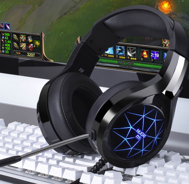 CORN N1 USB Wired Colorful Backlit LED Light  Deep Bass Gaming Headset Built-in MIC Support PC and Laptop-Black