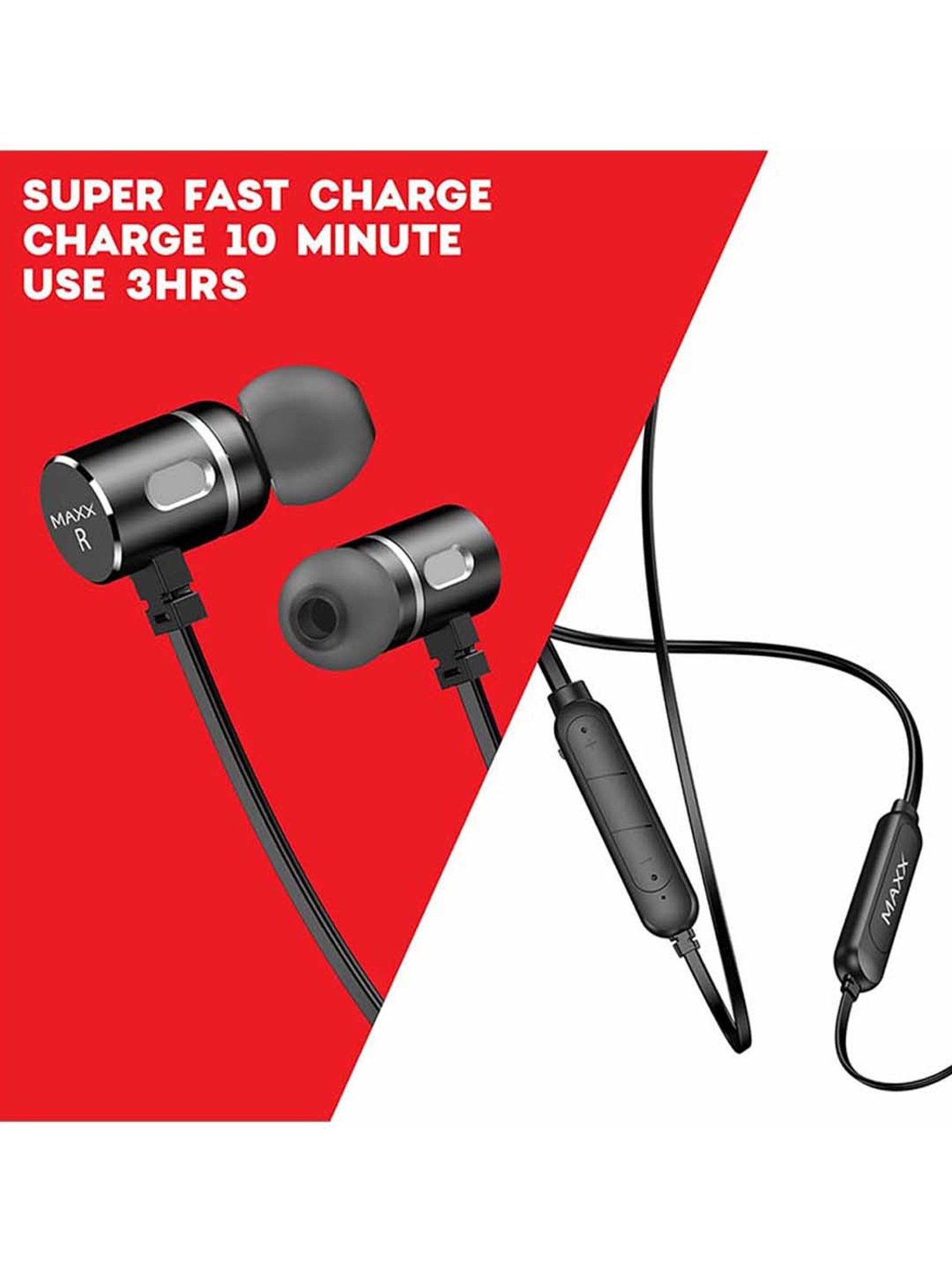 Maxx NX5 Wireless Neckband with Rapid Charge (Black)