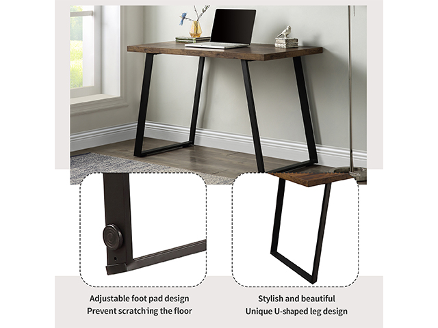 Home Office Computer Desk Gaming Table Industrial PC Super Sturdy and Durable Writing Desk, Comfortable and Ergonomics Design,Vintage Study Table for Home Office Workstation,Brown,GT42