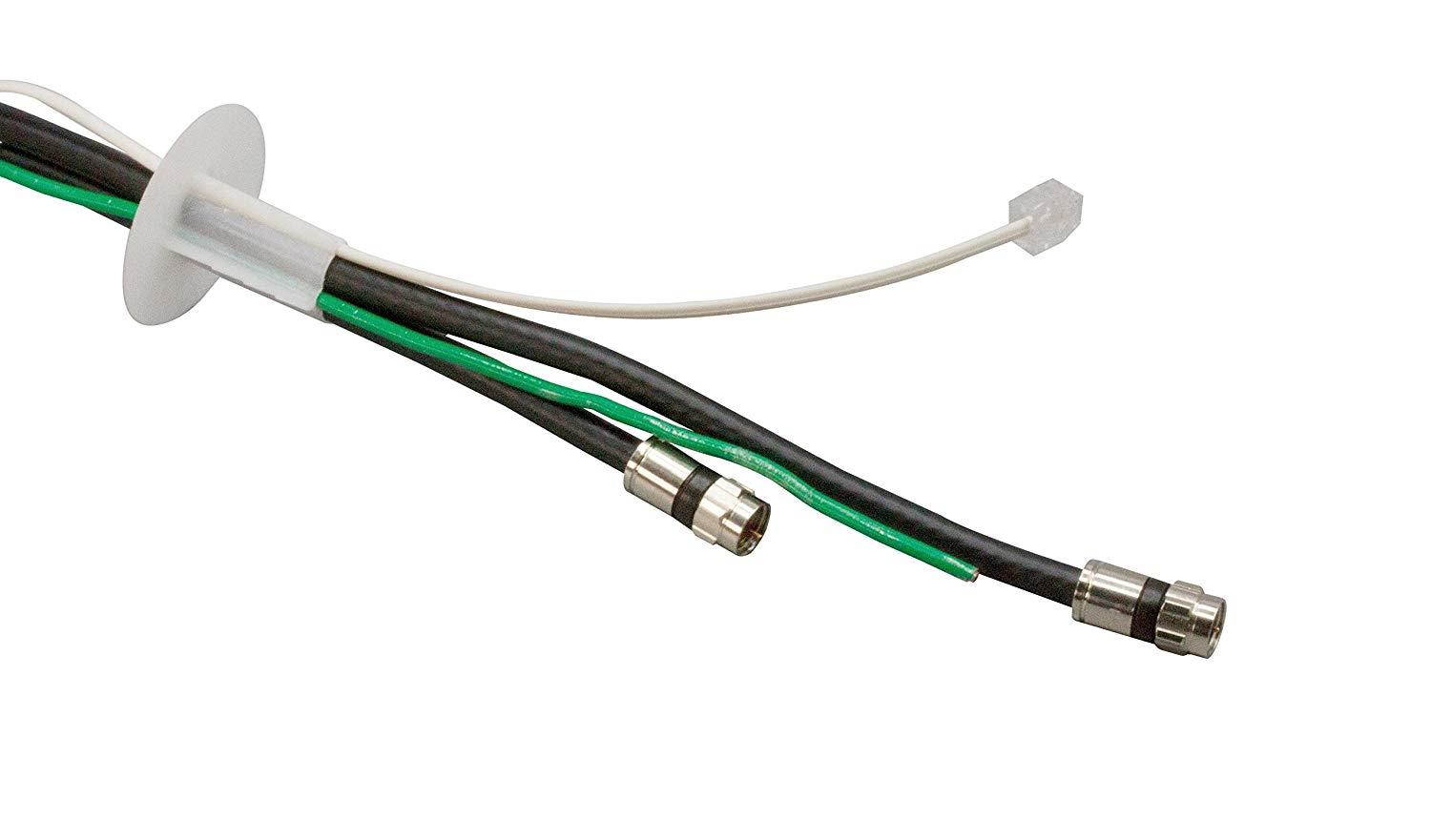 White Dual Feed Through Bushing For Coax Coaxial Cable RG6 | 10 Pack