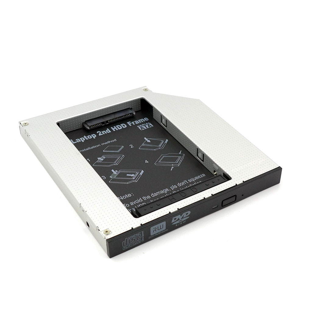 Grand-X 12.7mm SATA-II SATA2.0 2.5" SSD HDD Hard Drive Caddy Adapter Tray Enclosure Laptop Optical Bay Drive Slot for Acer, Asus, Dell, Fujitsu, HP, Lenovo, Samsung, Sony, Toshiba