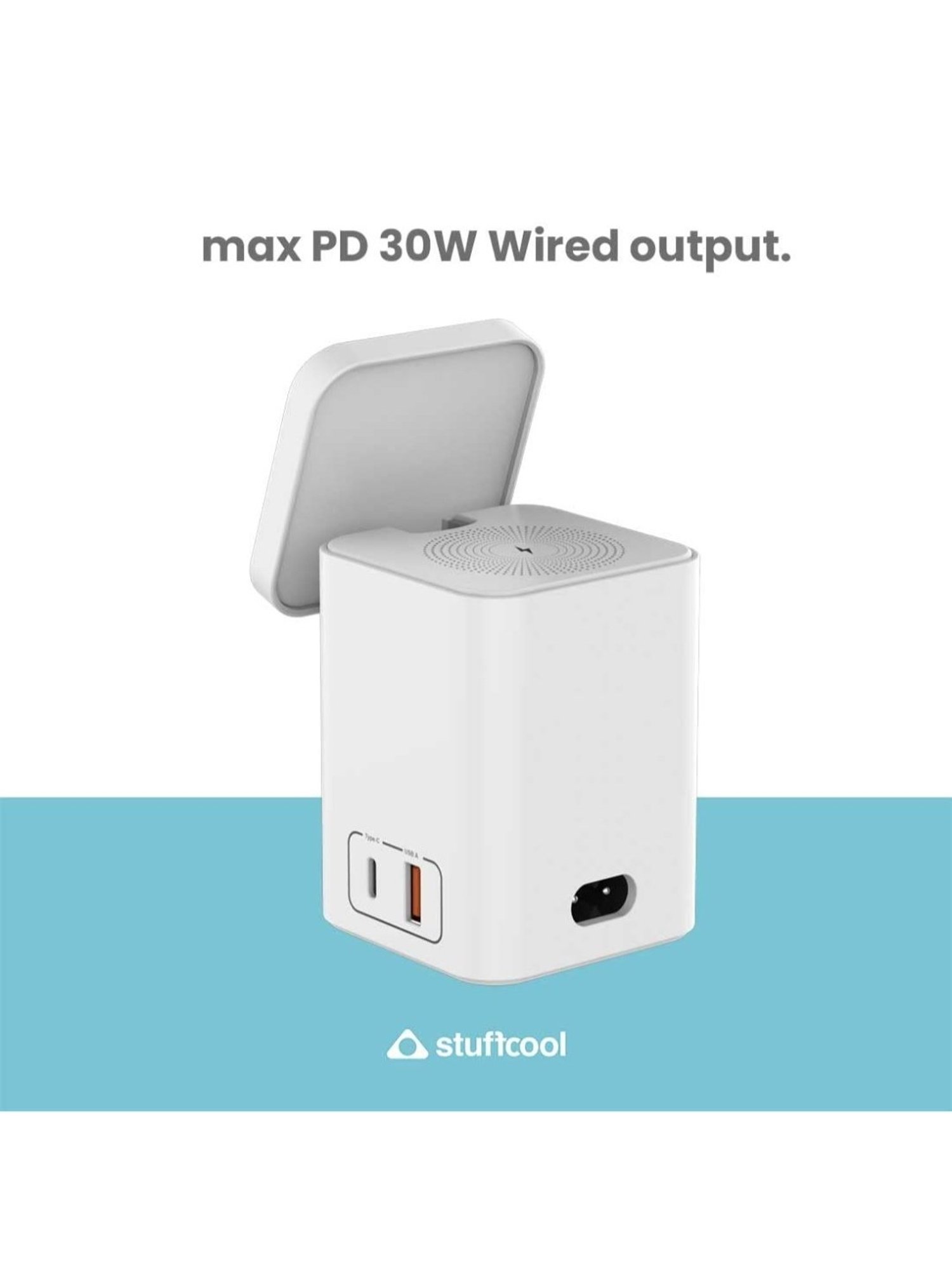 Stuffcool Magic 2 in 1 Magnetic Wireless Charging Station with 30W Dual Port PD PPS Output (White)