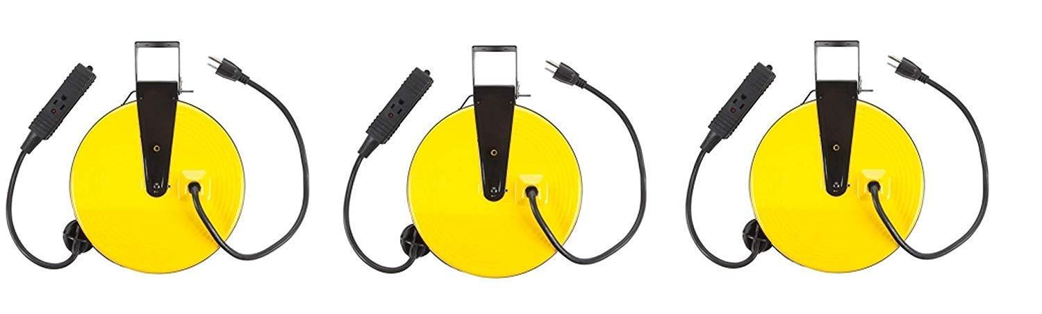 Bayco SL-800 Retractable Metal Cord Reel with 3 Outlets - 30 Foot