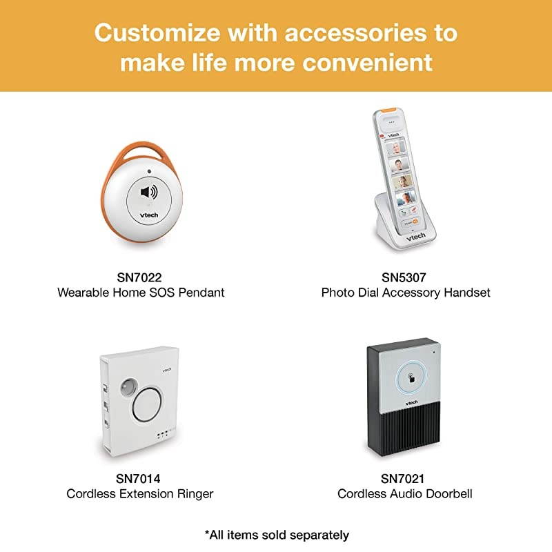 SN5107 Amplified Accessory Handset with Big Buttons Large Display for SN5127 SN5147 Senior Phone Systems Multi