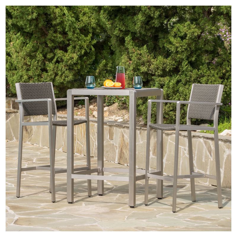 La Sola 3pc Metal Bistro Set - Black/Bronze - Christopher Knight Home