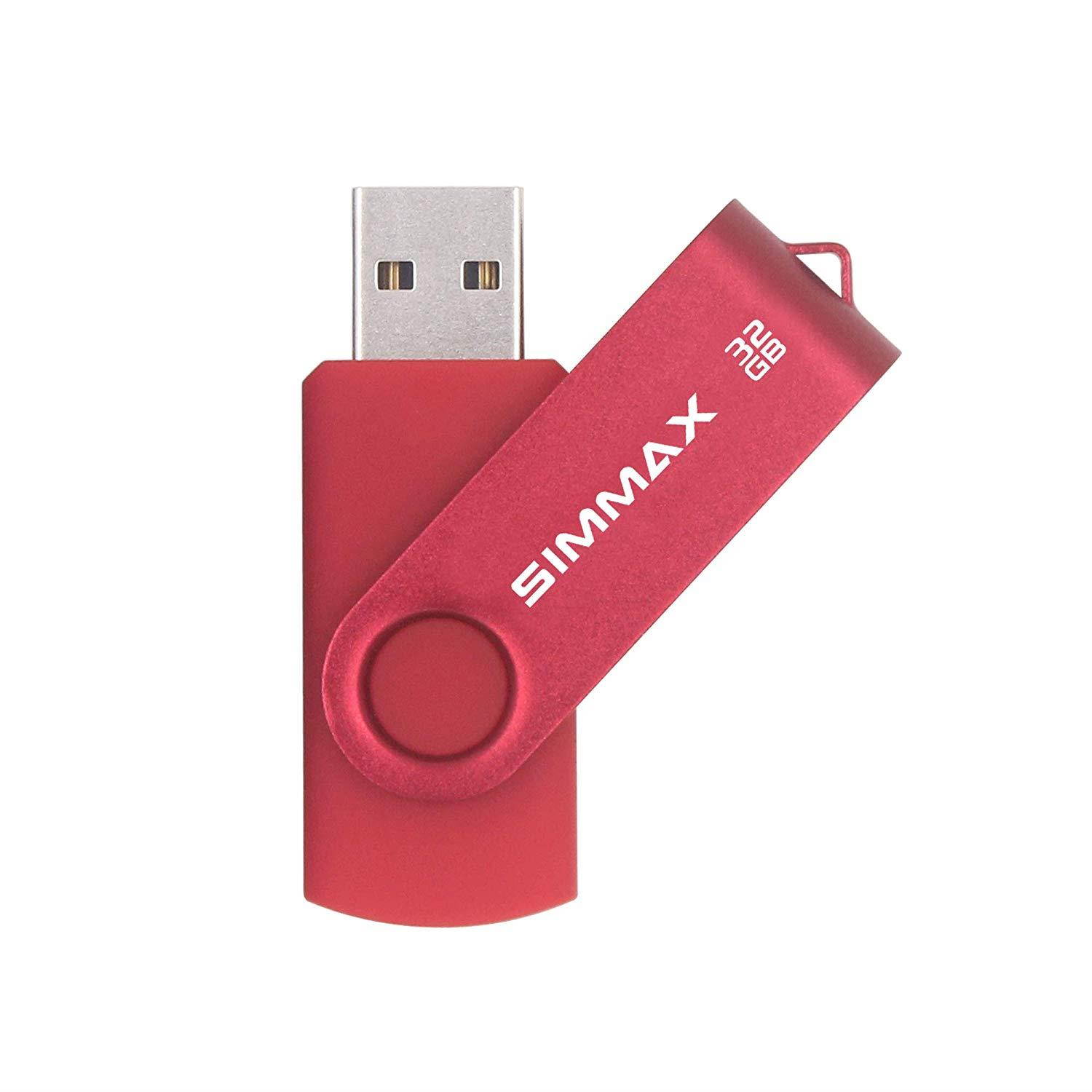 SIMMAX USB Flash Drives 5 Pack 32GB Memory Stick Swivel Design USB 2.0 Flash Drive Thumb Drive Zip Drives (32GB Blue Green Black Red Purple)