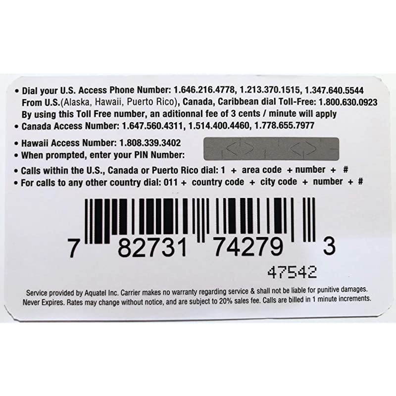 Phone Card for Domestic & International Calls, No Pay Phone Fee, Calling Card that Never Expires.