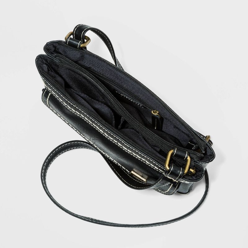 Bolo Zip Closure Crossbody Bag - Black