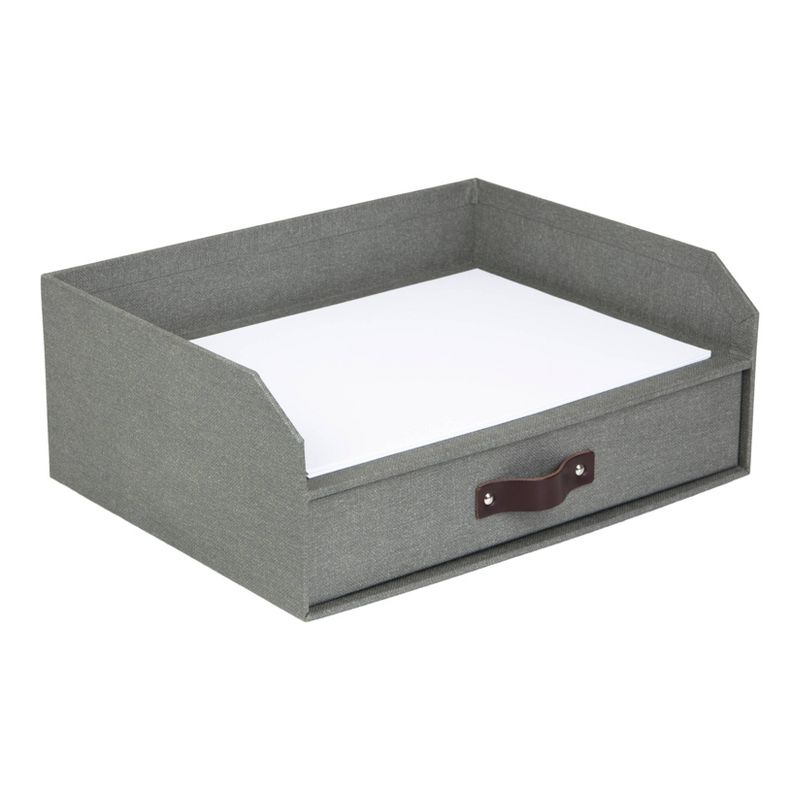 Walter Canvas Letter Tray with Drawer Gray - Bigso Box of Sweden