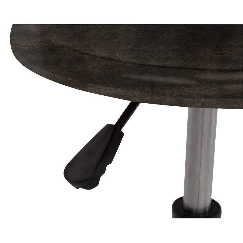 Retro Wood and Metal Swivel Height Adjustable Stool with Foot Ring - Distressed Black - studio designs