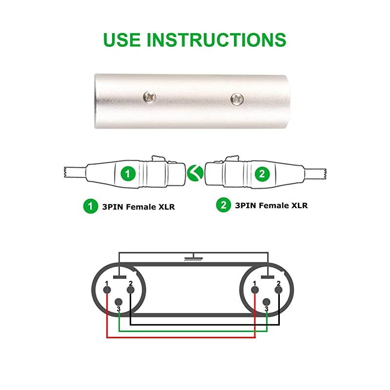 Male XLR to 1/4 inch Female Adapter,  Quarter 1/4" Inch 6.35mm Female Jack Socket to 3PIN XLR Male Heavy Duty Metal Audio Microphone Adapter, 1 Pack