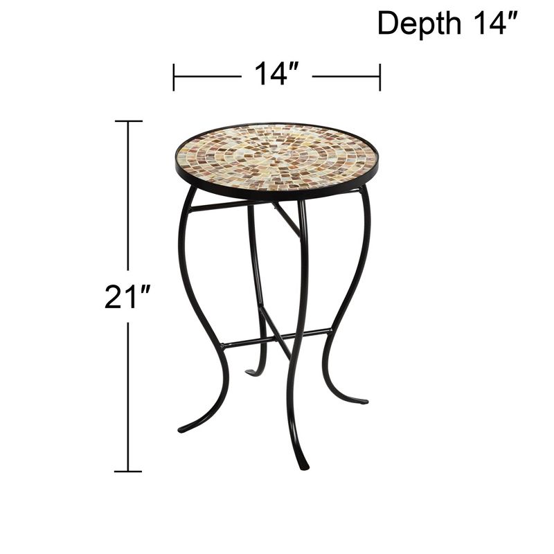 Teal Island Designs Mother of Pearl Mosaic Black Iron Outdoor Accent Table