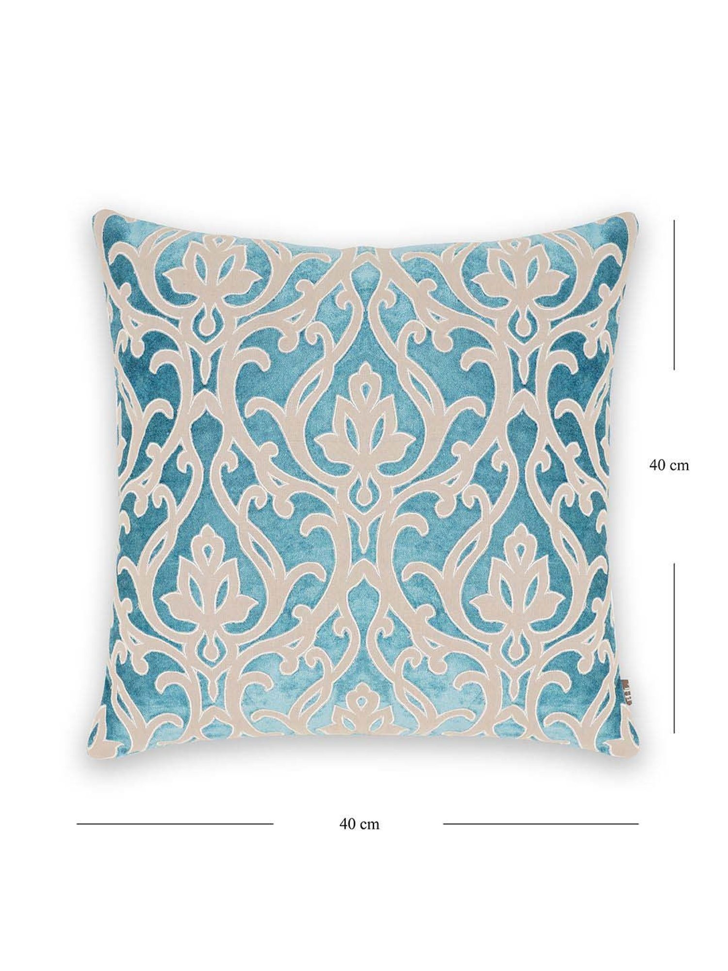 Pure Home and Living Blue Cotton Patch Work Square Cushion Cover