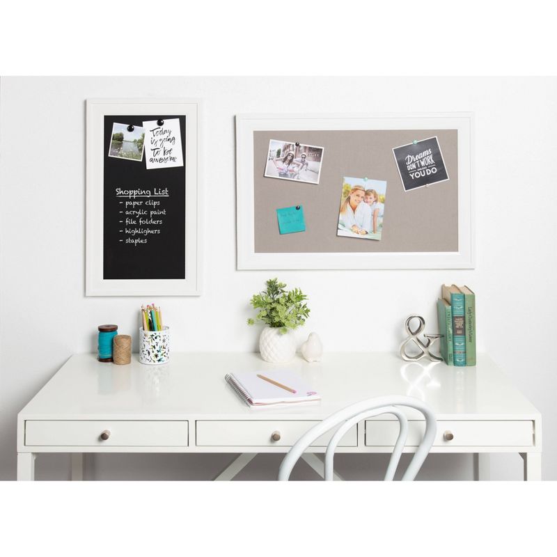 U Brands 40"x30" Linen Bulletin Board White Decor Frame