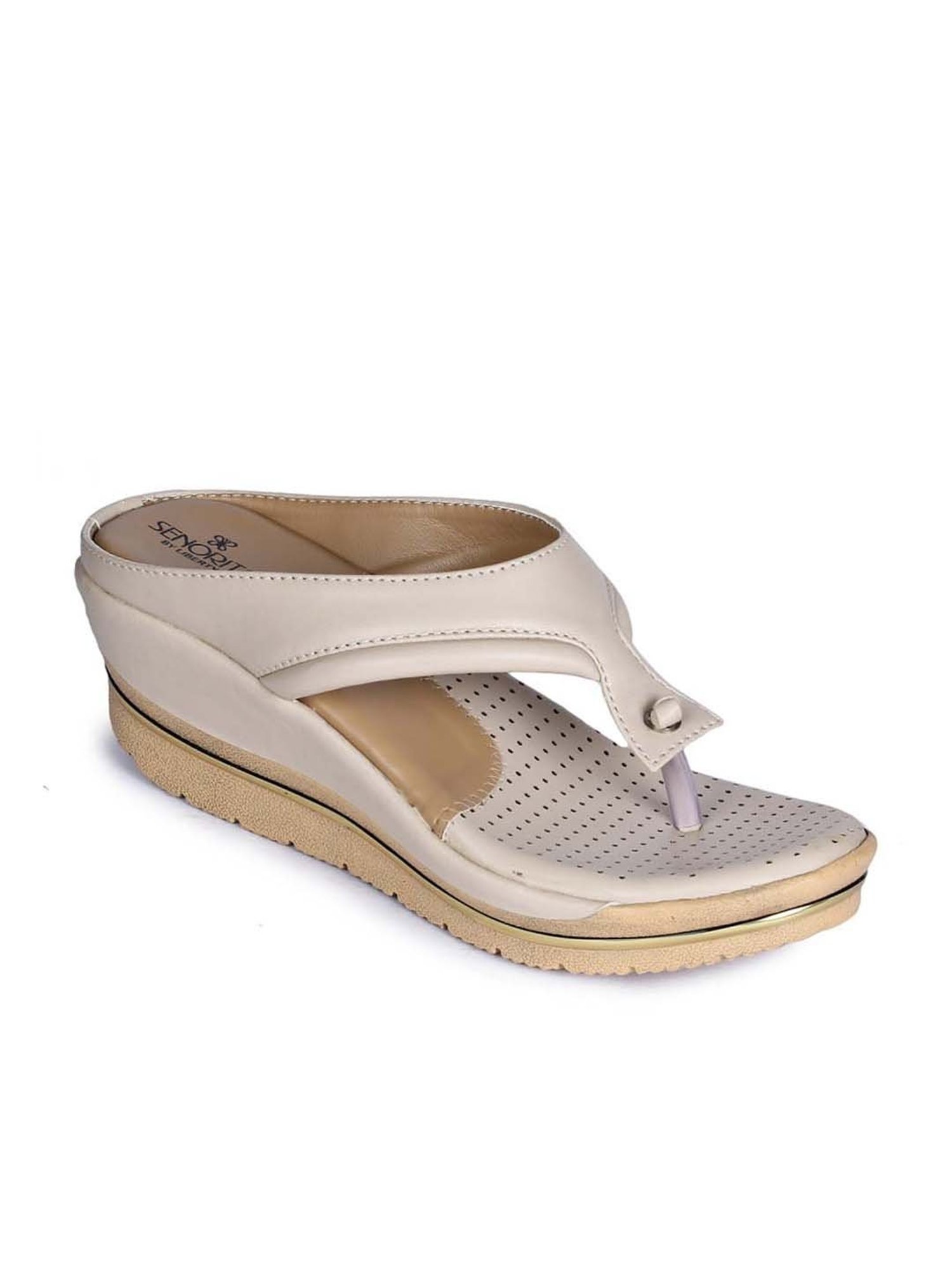 Senorita by Liberty Women's Beige Thong Wedges