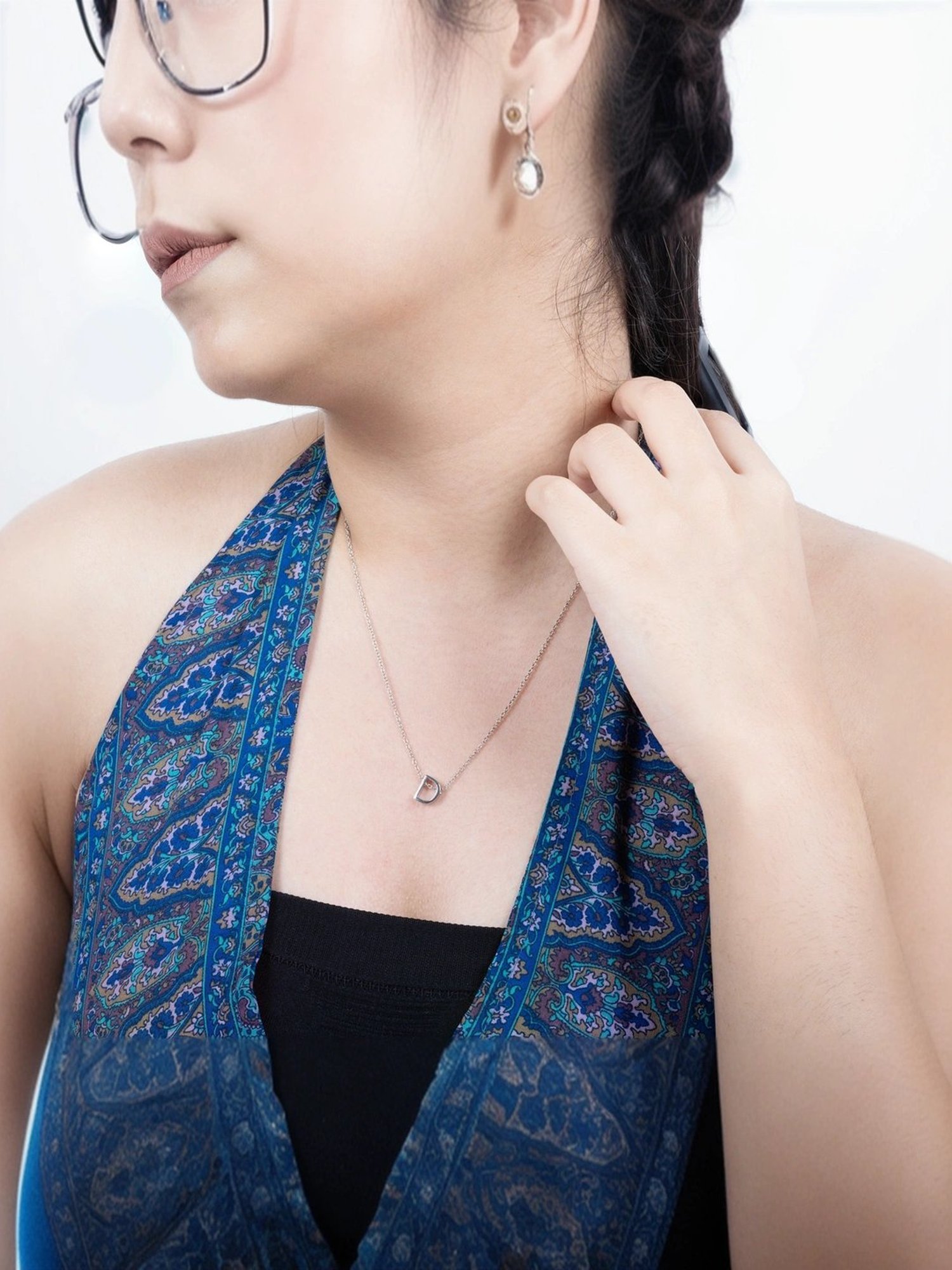 Touch925 Sterling Silver Divine D Initial Chain Pendant