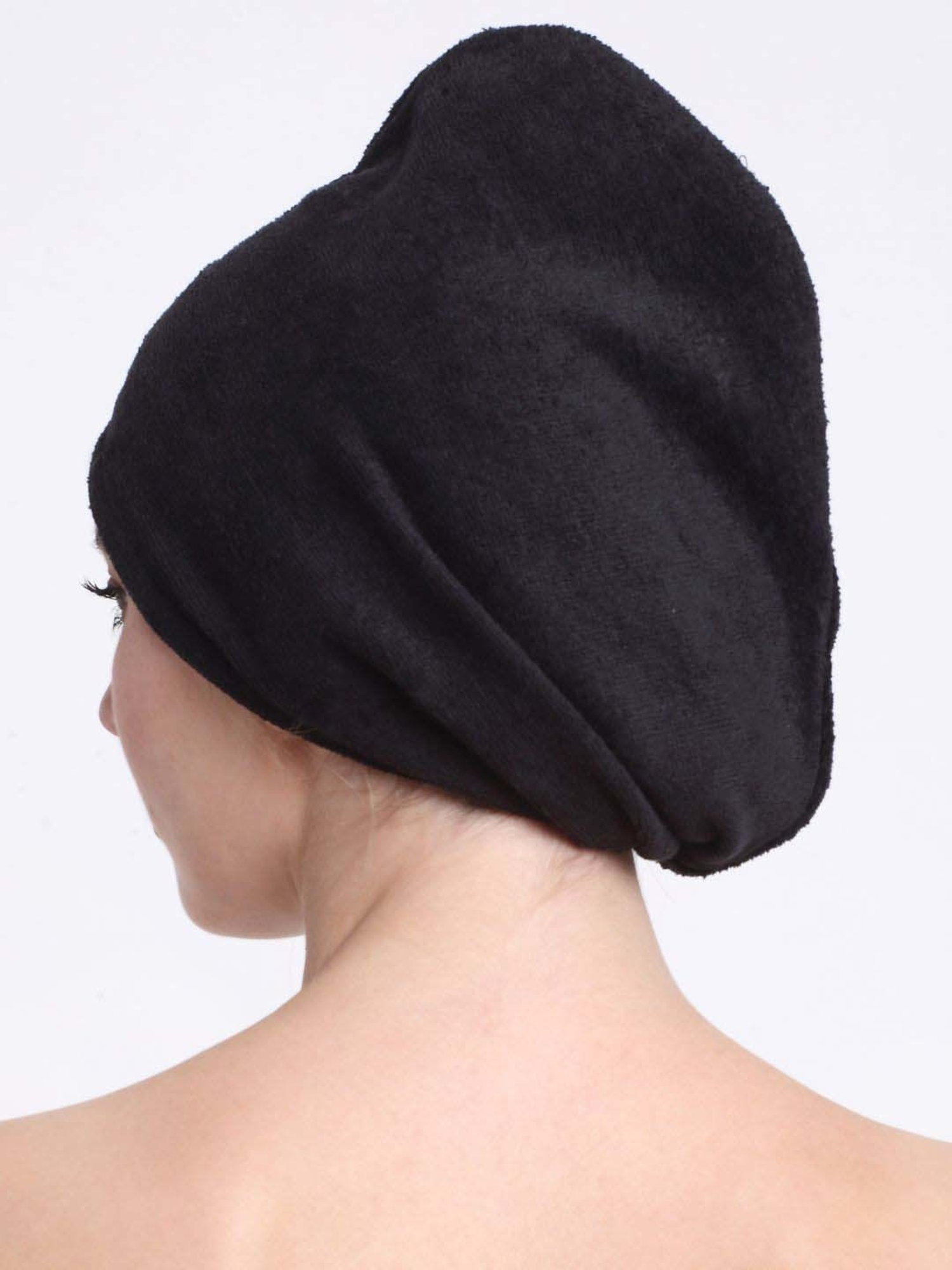 Creeva Luxury Black Cotton 380 GSM Hair Wrap - Set of 2